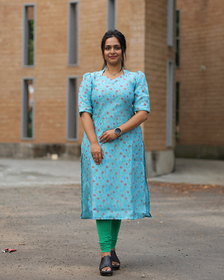 Sky blue organza Kurti's