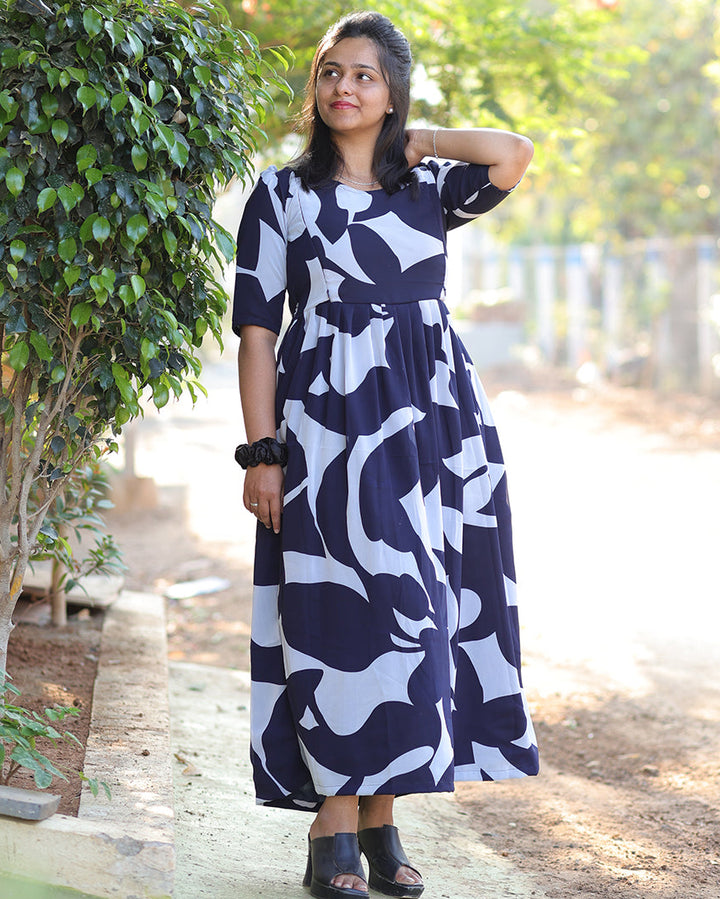 Blue & White  Maternity and feeding wear with side zip