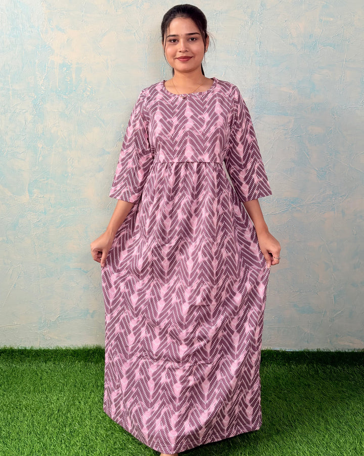 Sandstone - 3/4th sleeve - Zipless Maternity & feeding wear - Full length