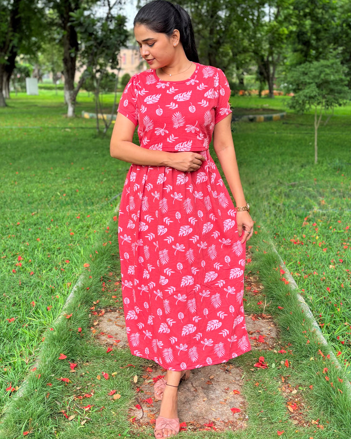 ACTIVE RED - Zipless Maternity & feeding wear - Midi length