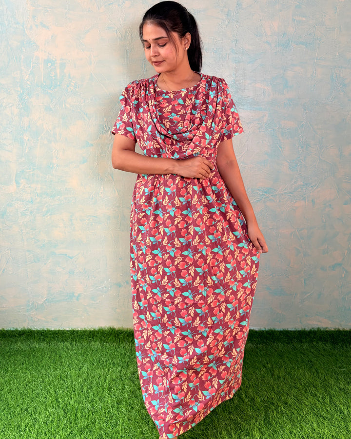 SHAWL design - FLAMBO - Zipless Maternity & feeding wear - Full length