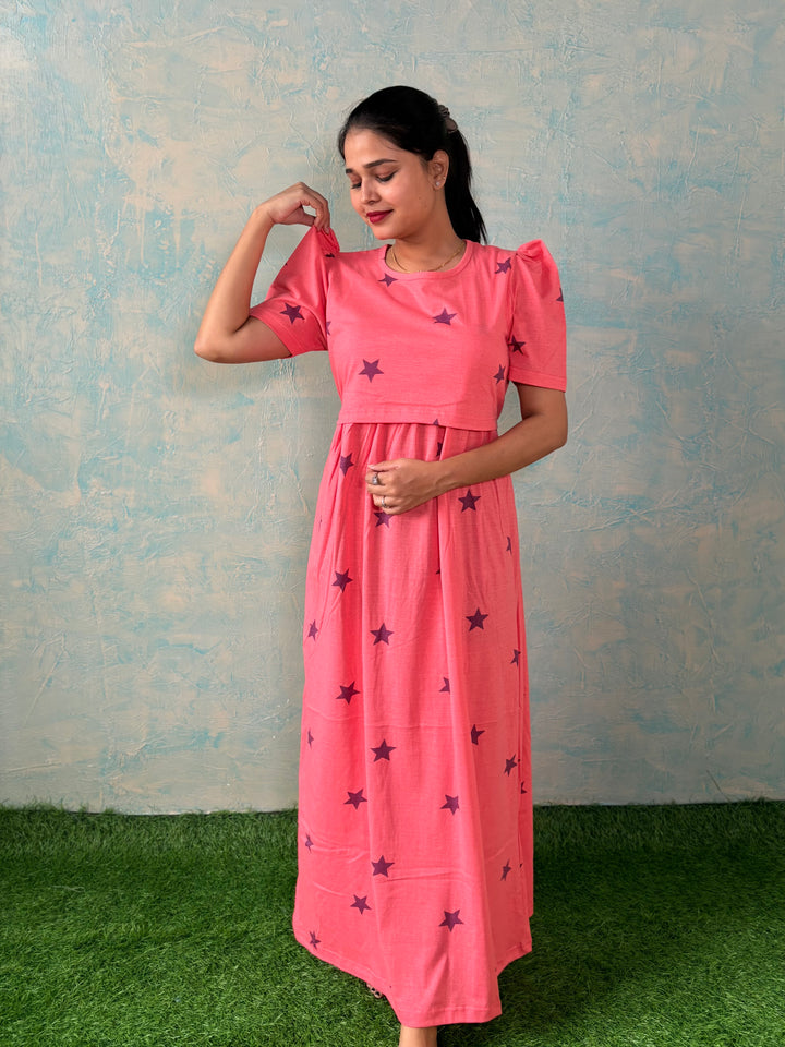 Peach Star - Zipless Maternity and feeding wear - Full length- Translucent fabric - Indoor use only