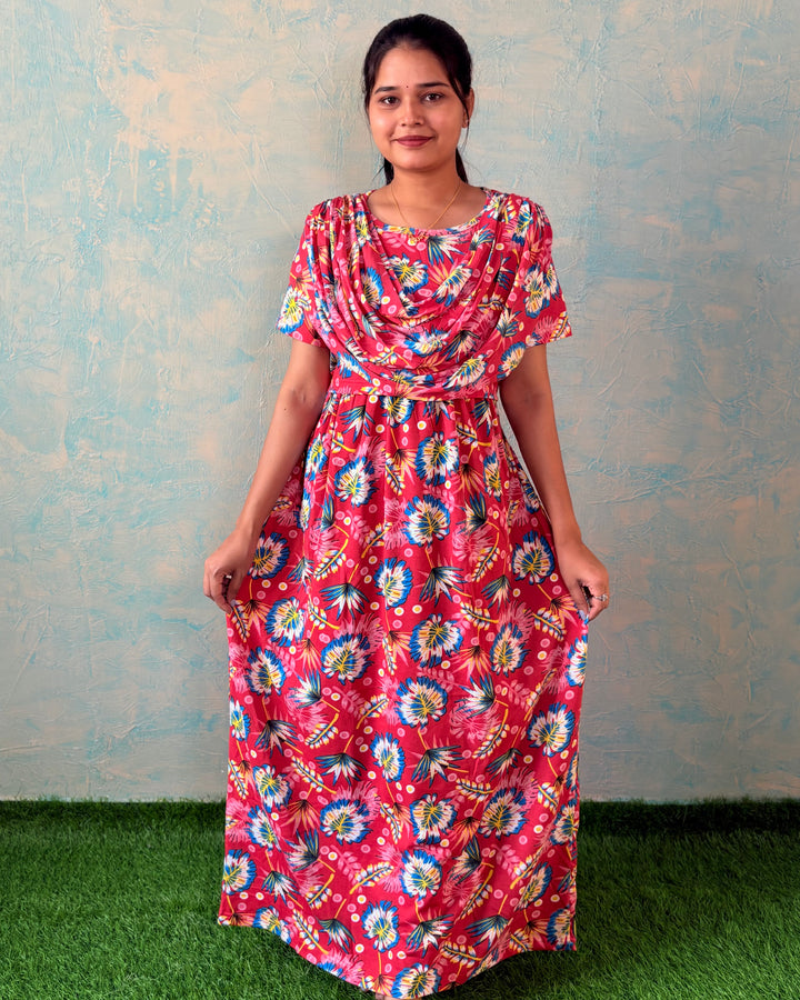 SHAWL design - BRIGHT - Zipless Maternity & feeding wear - Full length