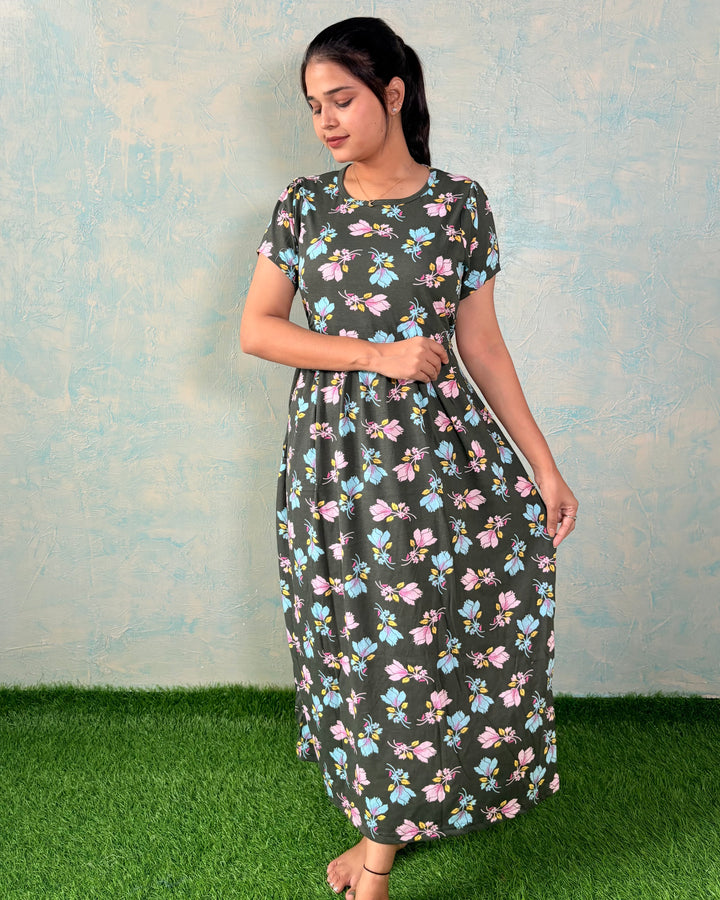 Olive Gray - Zipless Maternity & feeding wear - Midi length