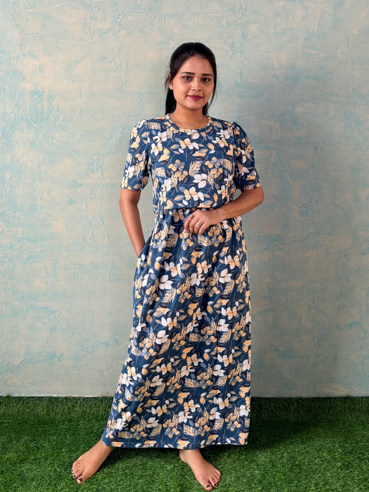 Whale Blue - Zipless Maternity and feeding wear - Full length