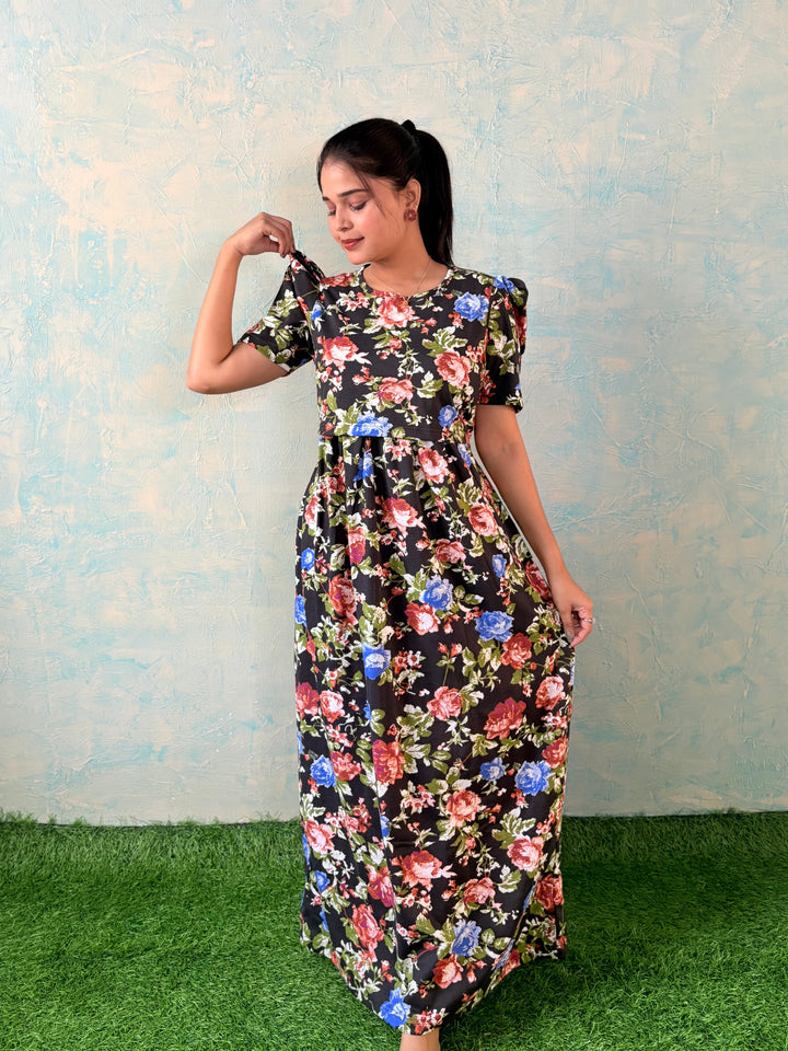 Dull Black - Zipless Maternity and feeding wear - Full length