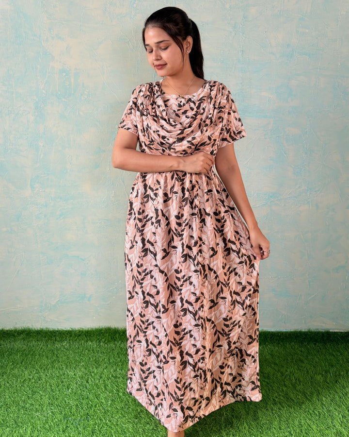 SHAWL design - MYSORE - Zipless Maternity & feeding wear - Full length