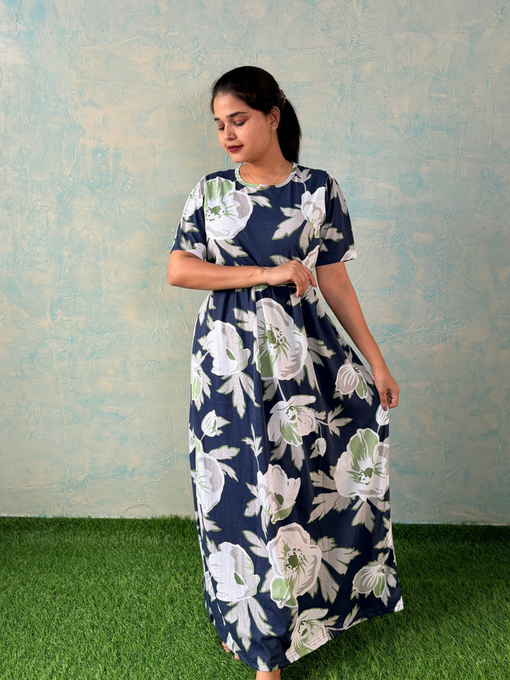 Big Flower - Zipless Maternity and feeding wear - Full length