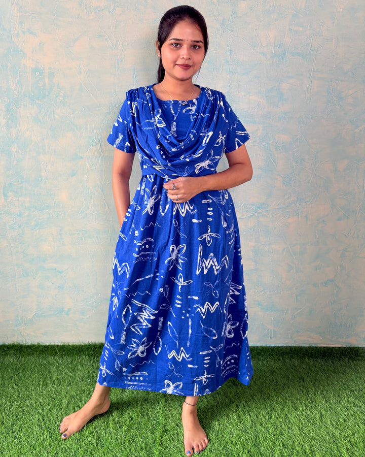 SHAWL design - BLUE NATION - Zipless Maternity & feeding wear - Midi length