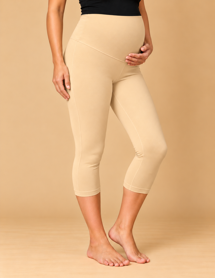Beige 3/4 Maternity leggings