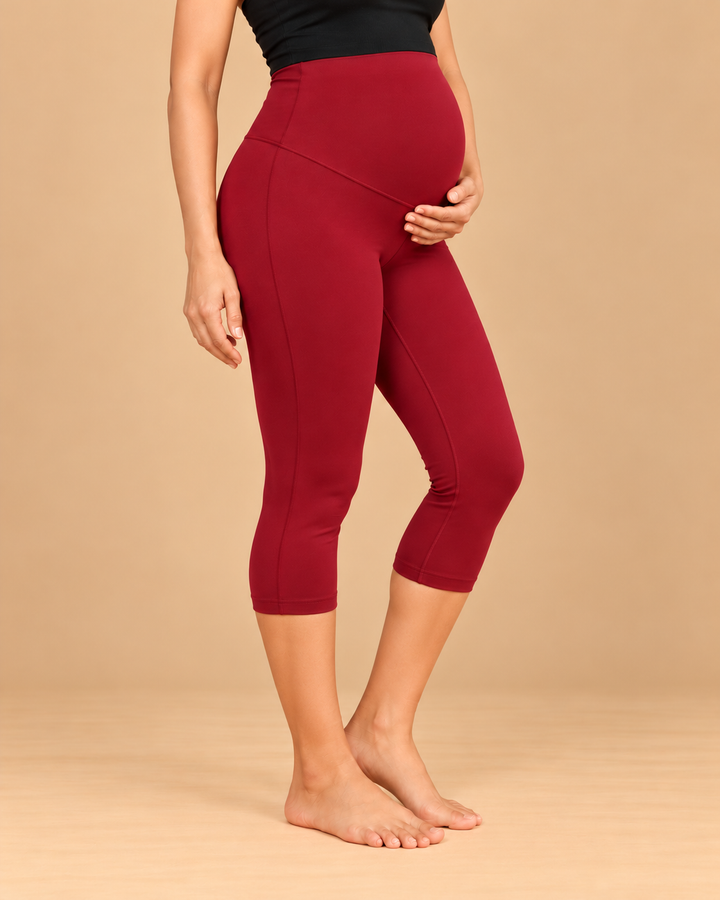 Maroon 3/4 Maternity leggings