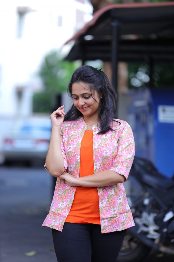 Orange with peach Jacket top