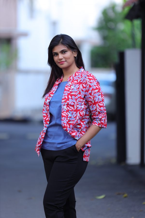 Pink with grey Jacket top