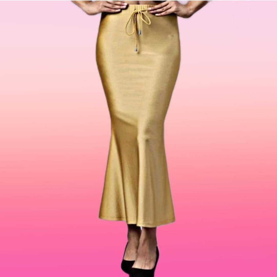 Gold Shimmer Saree Shape Wear Saree Petticoat Stretchable Shapewear Saree  Inskirt 