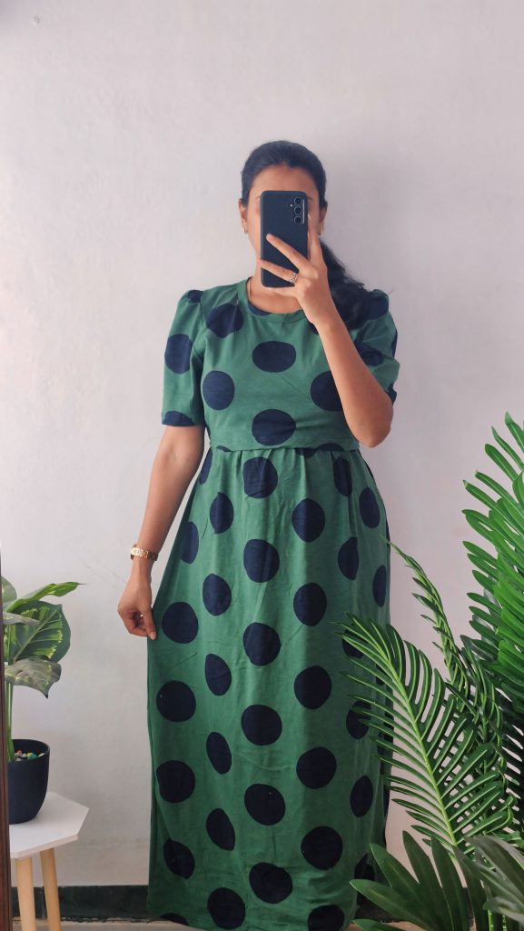 Green dots Maternity and feeding wear full length