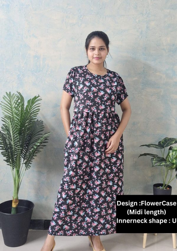 Flower Case Maternity and feeding wear Midi length